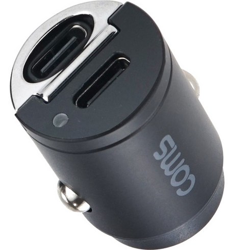 컴스마트 차량용 시거잭 PD USB-C 2p 듀얼 45W 초소형 충전기, BD887, 블랙