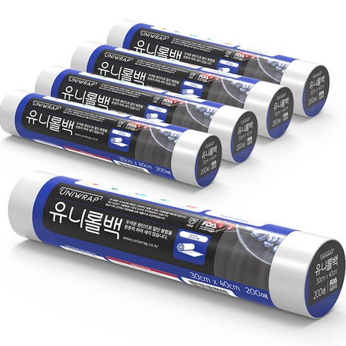 유니랩 유니롤백 대 30cm x 40cm, 대(L), 200개입, 5개