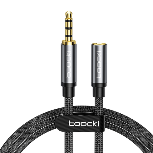 Toocki 투키 스테레오 3.5mm AUX 오디오 연장 케이블 2m, TYPX2-MDA0G(2M), 그레이, 1개