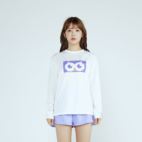 솔레일 여성용 아울 루즈핏 체형커버 래쉬가드 상의