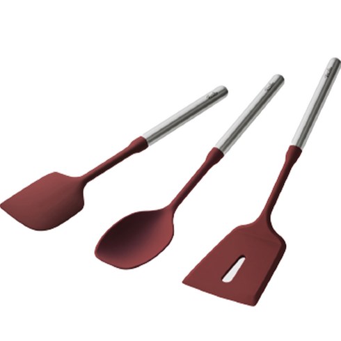 휘슬러 에센 실리콘 조리도구 3종 세트, 뒤집기 + 스푼 + 스파출라, 레드, 1세트