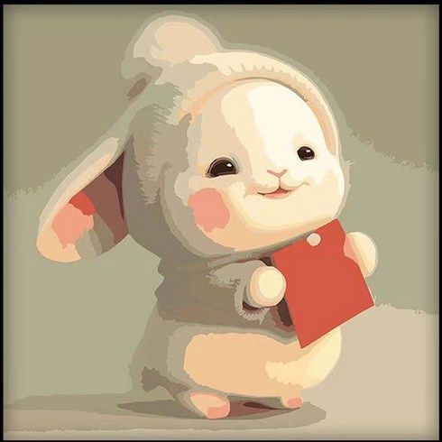 더웨일 DIY 유화 명화그리기 토끼 30 x 30 cm, 빨간 봉투 토끼, 1개