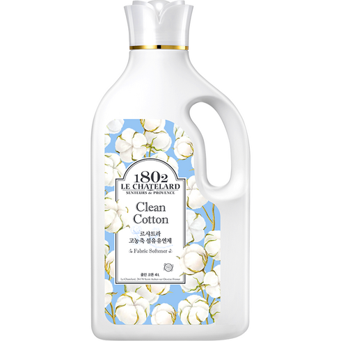 르샤트라1802 섬유유연제 클린 코튼 본품, 4L, 1개입, 1개