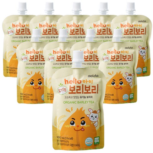 아올다 hello 아이 유기농 보리보리 보리차, 100ml, 1개입, 10개