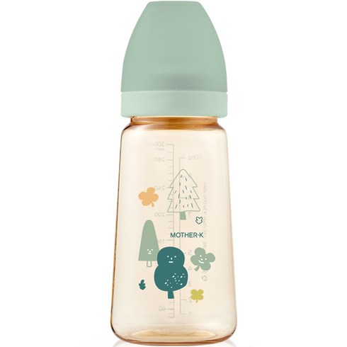 마더케이 베이직 PPSU 포레스트 무꼭지 젖병, 민트, 280ml, 1개