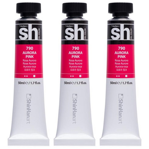 신한화구 sh 유화 Tube 물감 오로라 핑크, 50ml, 3색