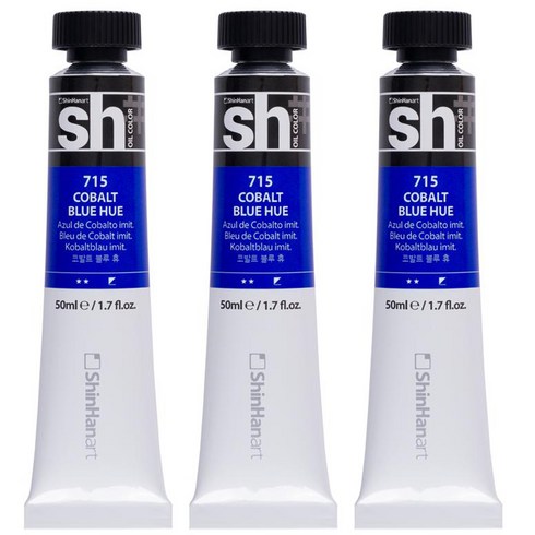 신한화구 sh 유화 튜브 물감 코발트 블루 휴 3개, 50ml, 1색