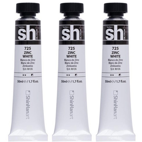 신한화구 sh 유화 Tube 물감 징크 화이트, 50ml, 3색
