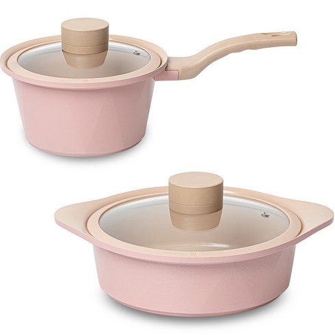 드림셰프 오슬로 피그 인덕션 냄비 2종 세트, 혼합색상, 18cm 편수냄비 + 22cm 전골냄비, 1세트
