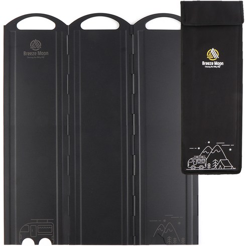 브리즈문 8단 폴딩 가스 버너 바람막이 XL + 파우치 세트, 모던블랙, 1개