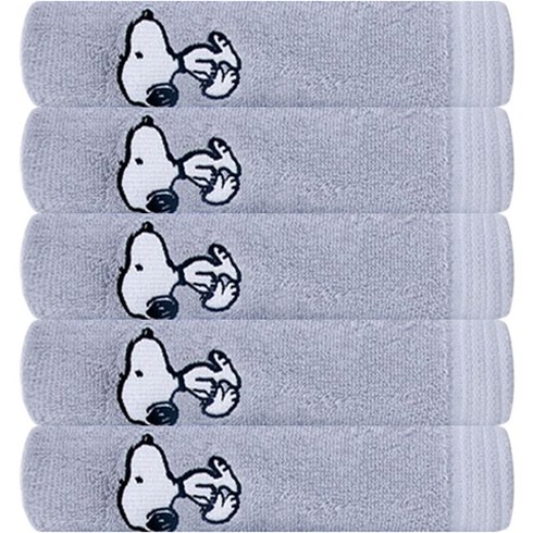 송월타월 스누피 미유 세면타월 140g 30수 면사, 애쉬그레이, 5개