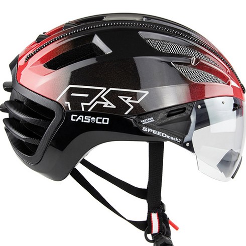 CASCO 스피드에어로2 RS 헬멧 + 바이저, 블랙 + 레드, 1개