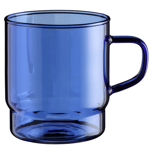 몬즈 스태커블 내열 컬러글라스 머그컵 400ml, 블루, 1개