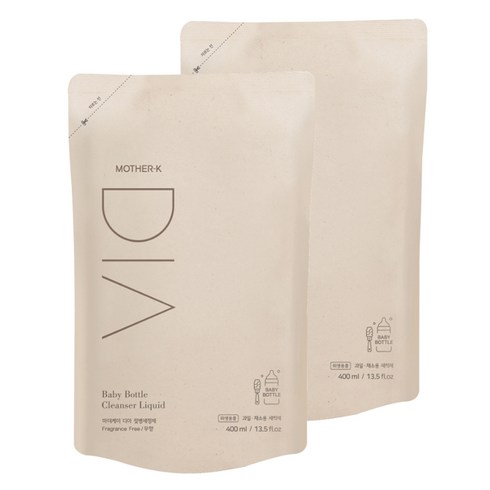 마더케이 유아용 디아 젖병세정제 리필형 무향, 400ml, 2개