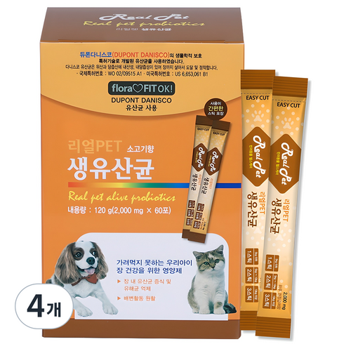 리얼Pet 반려동물 영양제, 120g, 장건강/유산균, 4개