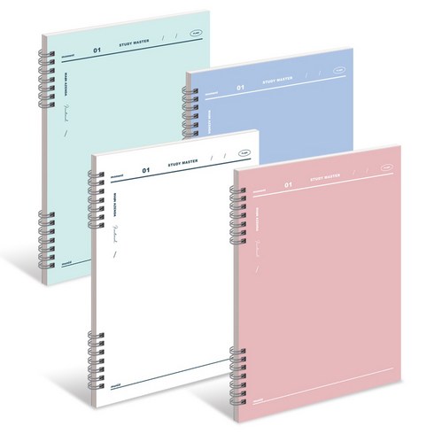 뮤니드 It spring 무지 연습장 4종 세트, WHITE, PINK, BLUE, GREEN, 1세트