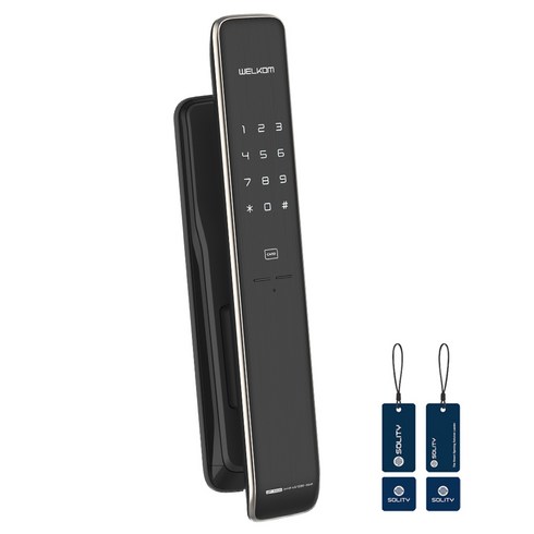 솔리티 웰콤 푸시풀 디지털 손잡이 있음 도어락, WP-3500, 고객직접설치