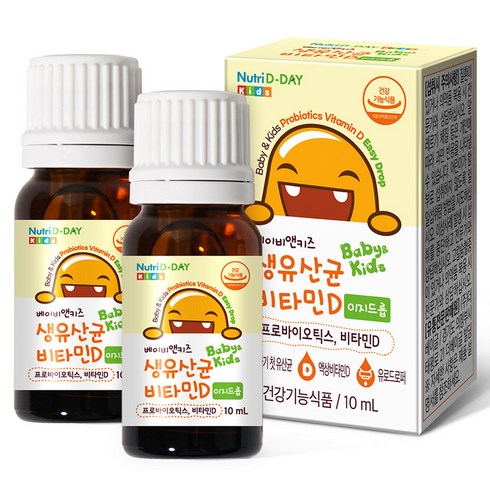 뉴트리디데이 베이비앤키즈 비타민D 이지드롭 생유산균, 10ml, 2개
