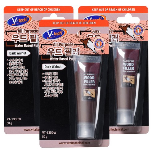 Vtech 우드필러 다크월넛 50g VT-135DW, 3개