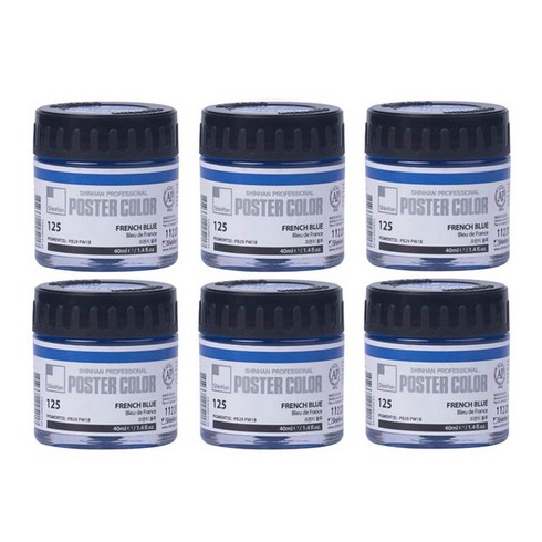 신한화구 전문가 포스터 컬러 Jar 프렌치 블루 125 6p, 40ml, 1색