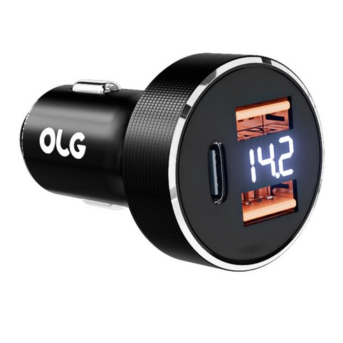 올지 트리플 100W 차량용 시거잭 고속 충전기, OLGB006, 블랙