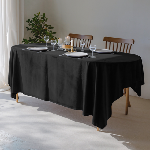 대성섬유 하이앤드 무광벨벳 테이블보, 블랙, 6인(330 x 155 cm), 1개