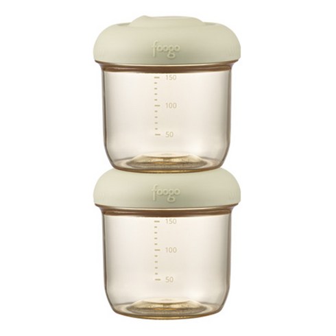 푸고 프리미엄 뉴트럴 시리즈 유아용 PPSU 이유식용기 TKFH-150, 150ml, 뉴트럴그린, 2개