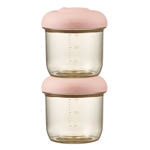 푸고 유아용 프리미엄 뉴트럴 시리즈 PPSU 이유식 용기 TKFH-150, 150ml, 뉴트럴핑크, 2개
