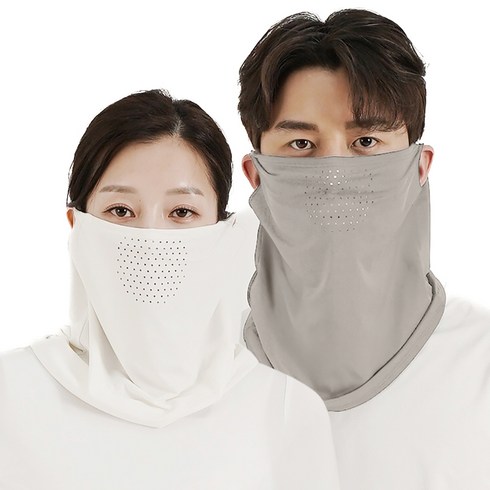 고어트랙스 자외선차단 마스크 2종 세트, 그레이 + 화이트, 1세트