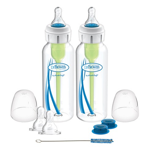 닥터브라운 구순구개열 특수밸브 트윈팩 젖병, 혼합색상, 2개, 250ml