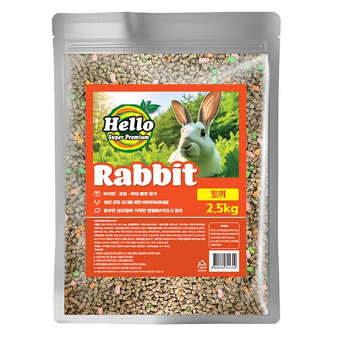 아쿠아플러스 헬로 프리미엄 토끼 사료, 2.5kg, 1개