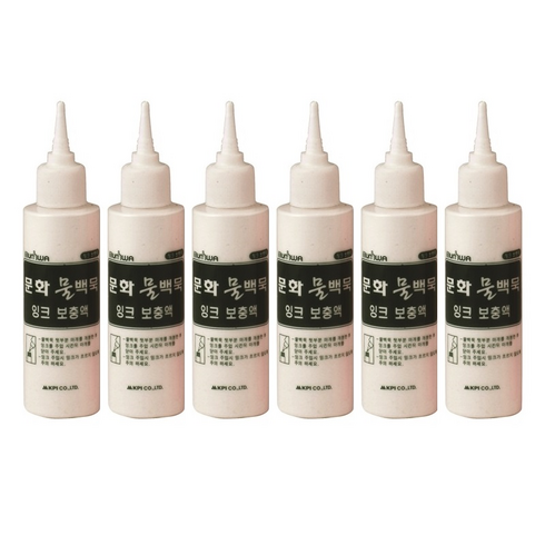 문화연필 물백묵 보충액 리필 100ml, 하양, 6개