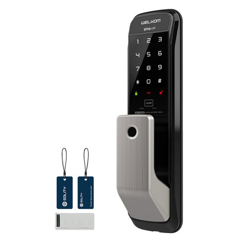 솔리티 웰콤 와이파이팩 무타공 푸시풀 지문인식 디지털손잡이 있음 도어락, WP-530B, 고객직접설치
