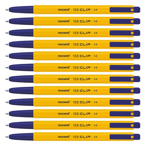 모나미 153 클립 볼펜 1.0mm, 청색, 12개