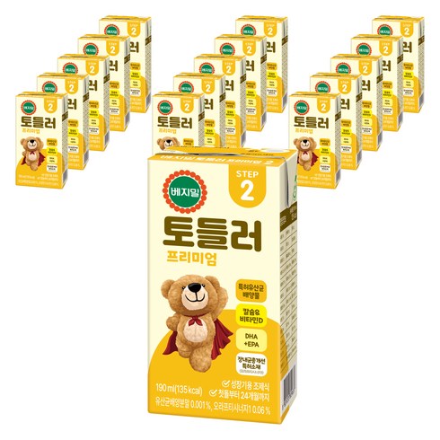 베지밀 프리미엄 토들러2 아기두유, 190ml, 16개