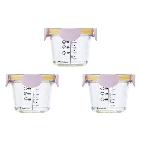 락앤락 리틀럽 디어 밀폐캡 원형 이유식 용기, 260ml, 라벤더, 3개