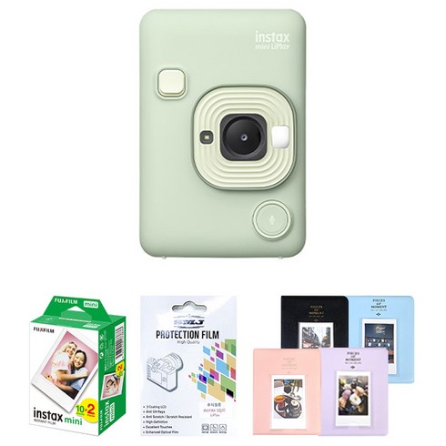 인스탁스 C타입 즉석카메라 + 필름 20p + 액정보호필름+ 마카롱 2단앨범 랜덤발송 세트, mini Liplay(말차그린), 1세트
