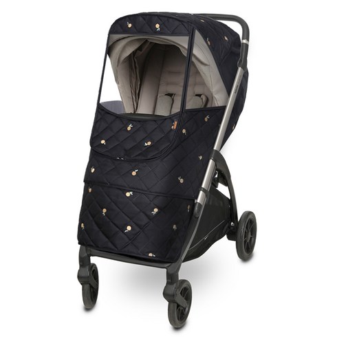 마니또 멜란지 자수 패딩 범용 유모차 방한 커버, 리틀페어 블랙, 1개