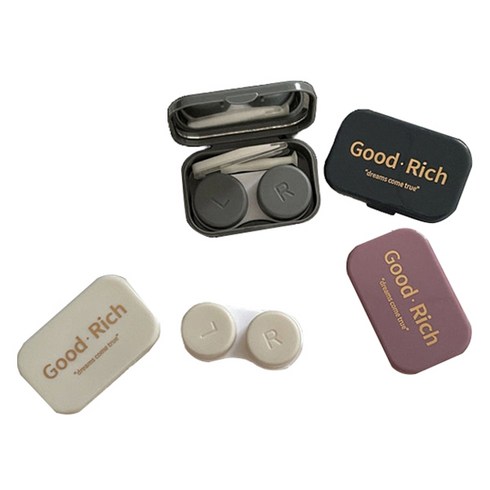 피어니스트 리치 콘텍트 렌즈 케이스 4종 세트, 퍼플, 화이트, 네이비, 그레이, 1세트