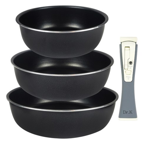 오스벨 인덕션 IH 매직핸들 착탈식 소테팬 세트 4개, 블랙, 소테팬 20cm + 소테팬 24cm + 소테팬 28cm + 매직핸들, 1세트