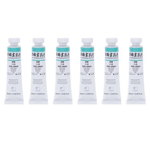 신한화구 전문가 한국화 물감 308 백록 6p, 20ml, 1색
