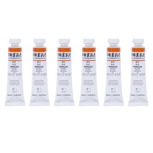 신한화구 전문가 한국화 물감 311 주홍 6p, 20ml, 1색