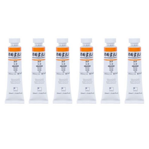 신한화구 전문가 한국화 물감 317 주황 6p, 20ml, 1색