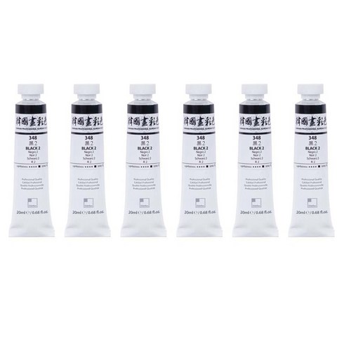 신한화구 전문가 한국화 물감 348 흑 2 6p, 20ml, 1색