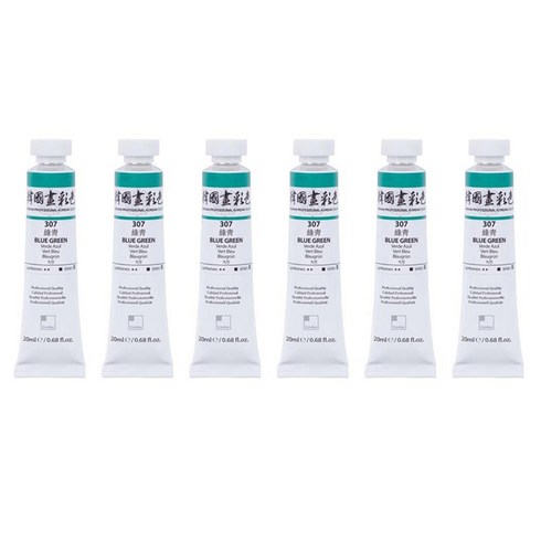 신한화구 전문가 한국화 물감 307 녹청 6p, 20ml, 1색