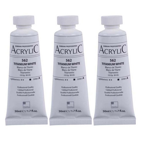 신한화구 전문가 아크릴컬러 튜브 티타늄 화이트 3p, 50ml, 1색