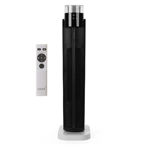 한경희생활과학 리모컨형 초저소음 그래핀 PTC 무드등 가습 온풍기, HAAN-P12000, 화이트 + 블랙