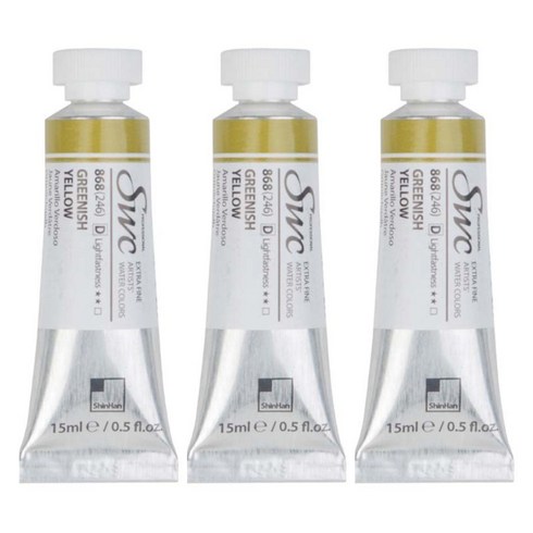 신한화구 전문가 수채화물감 SWC 튜브 D시리즈 868 그리니쉬 옐로 3p, 15ml, 1색