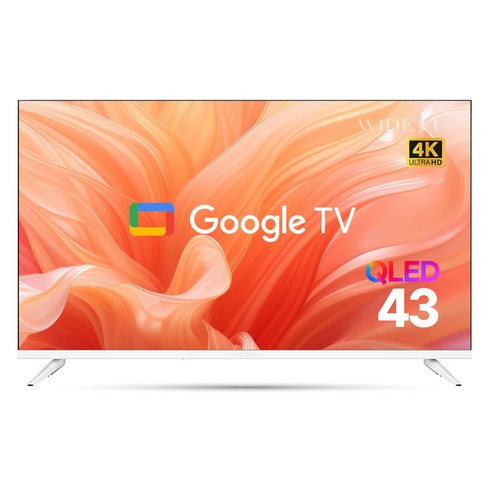 와이드뷰 4K UHD 화이트에디션 QLED 구글5.0 스마트TV, 109cm(43인치), QWGE43UT1, 스탠드형, 고객직접설치