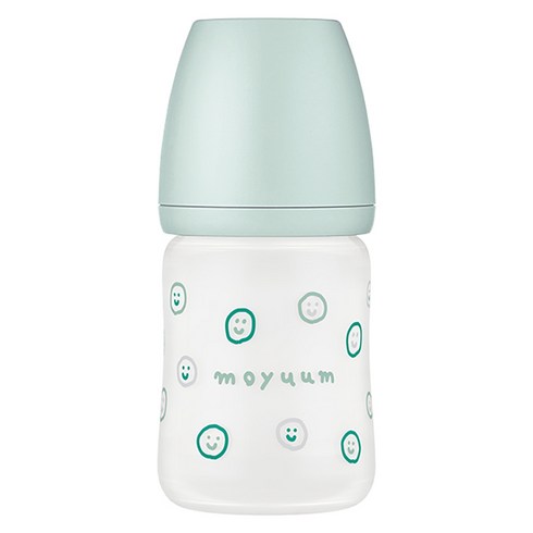 모윰 유아용 해피모어 에디션 실리콘 코팅 노꼭지 유리젖병, 민트, 150ml, 1개